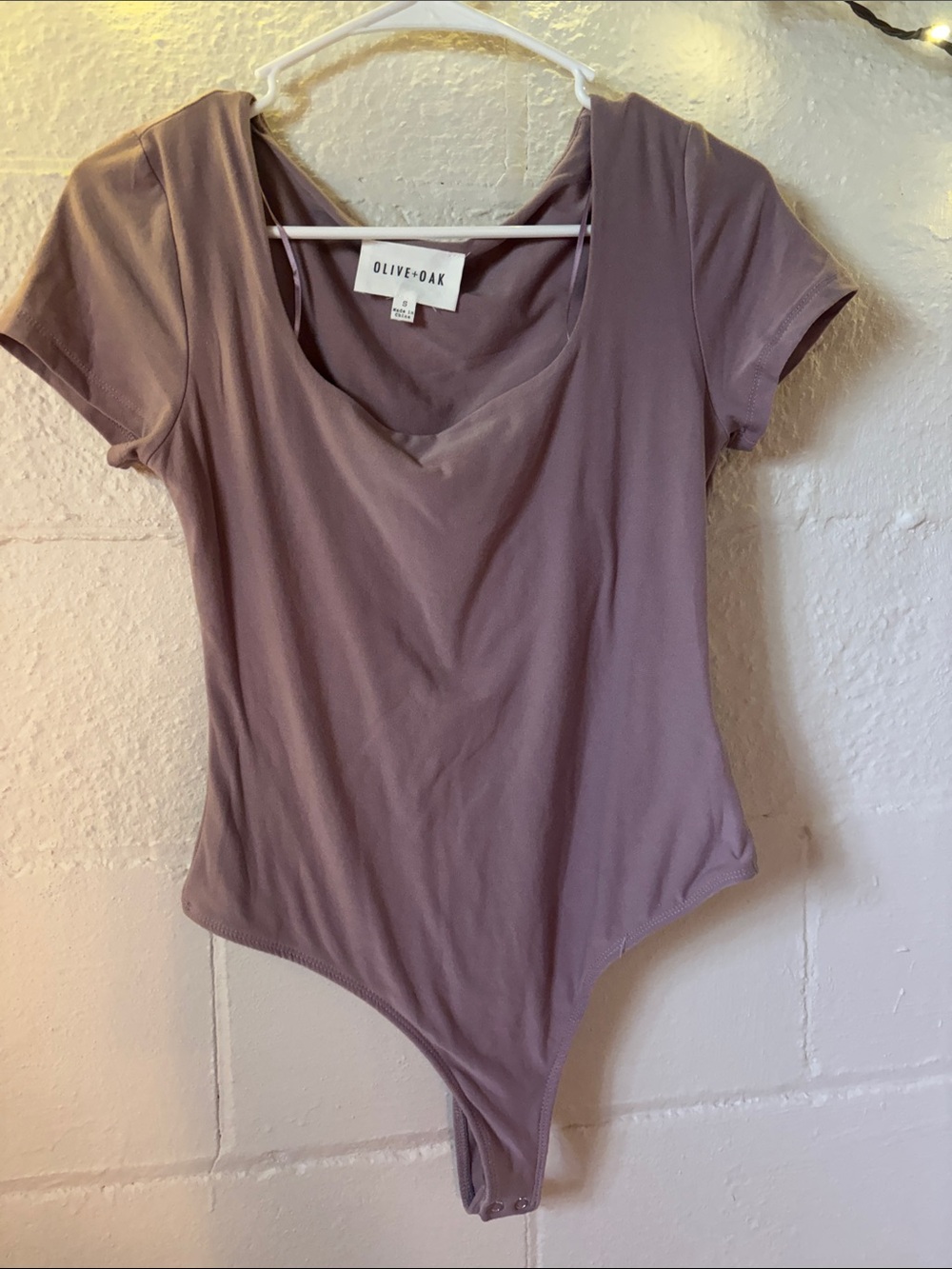 Olive & Oak Short Sleeve Scoop Neck Bodysuit in Mauve